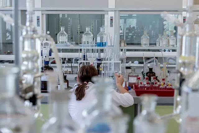 Laboratory technician analysing a sample